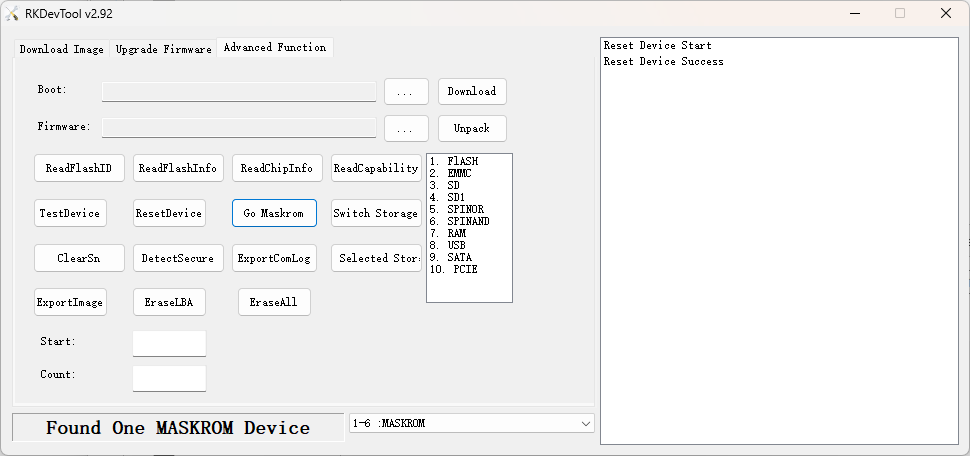 Maskrom Mode in Rockdev